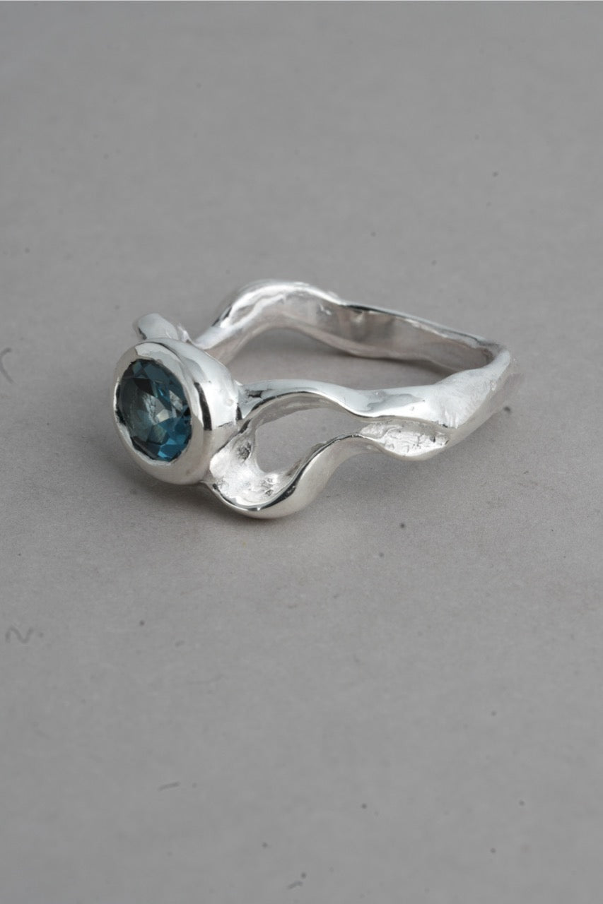 Trident Ring - London Blue Topaz