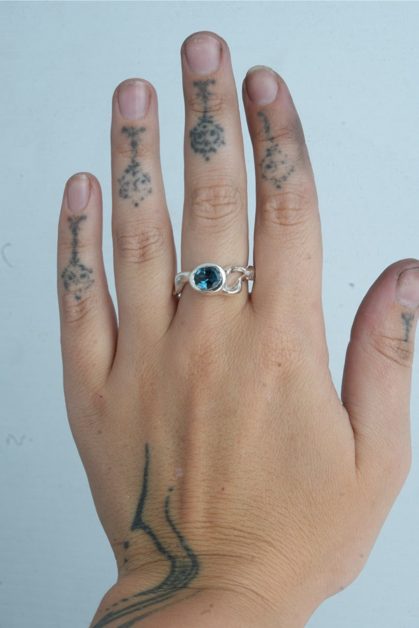 Trident Ring - London Blue Topaz