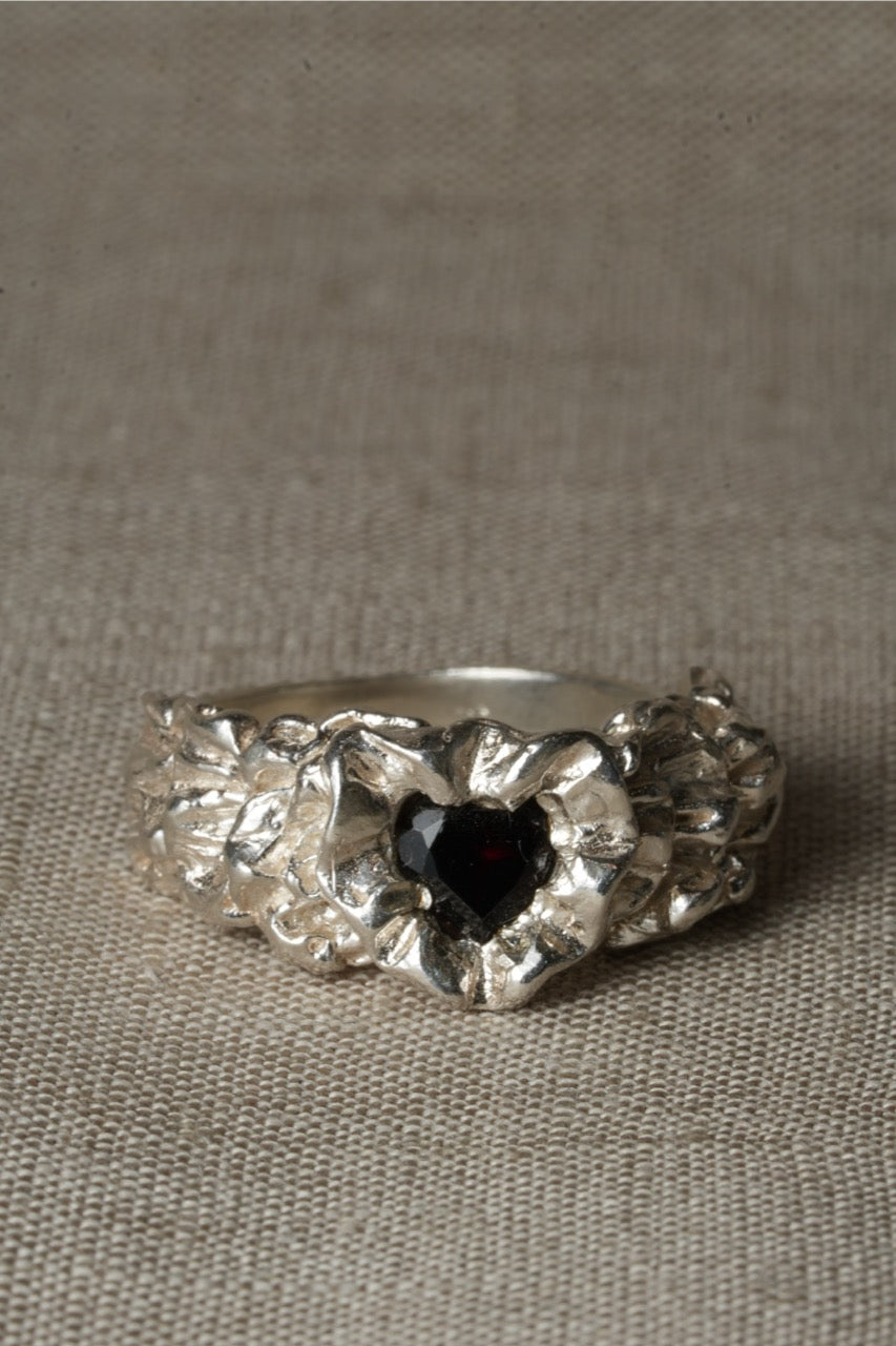 Buttercream Heart Ring - Garnet