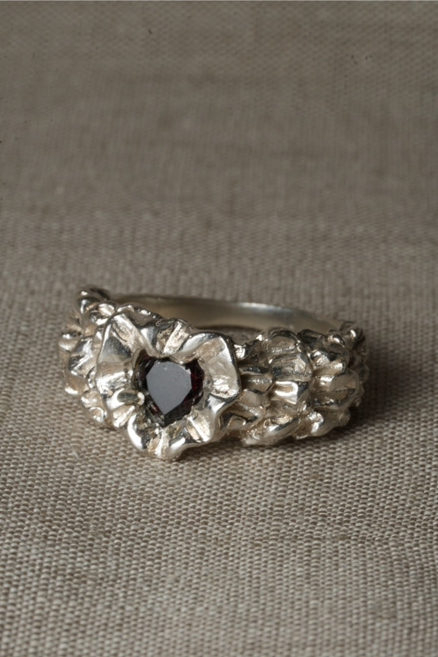 Buttercream Heart Ring - Garnet
