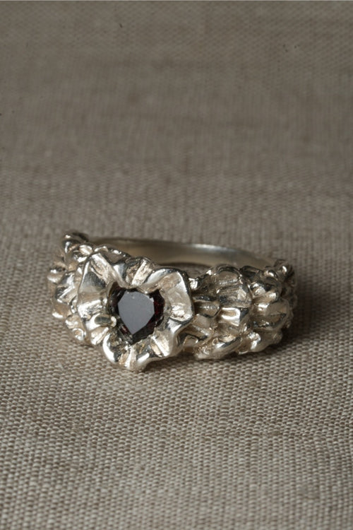 Buttercream Heart Ring - Garnet